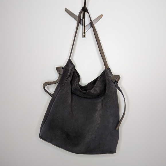 The White Company Bags The White Company London Gray Suede Side Knot Shopper Tote Bag Poshmark
